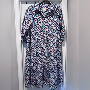 Anthropologie Maeve tiered Bettina cotton shirtdress 2X